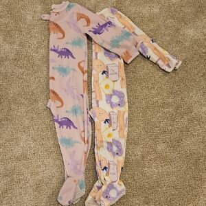 Carter's Pink and Purple Dinosaur & Cookie Print Footies